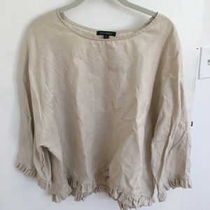 For Cynthia Cream Colored 100% Linen Blouse